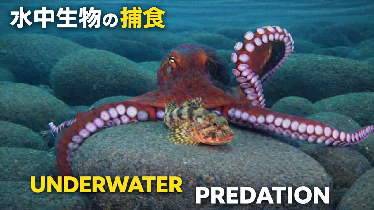 水中捕食映像集 第3弾｜タコ・イカ・魚のリアル捕食シーン｜Underwater Predation Part 3（Created with Generative Software）