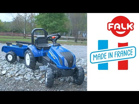 Tracteur enfant New Holland avec remorque 3 à 7 ans Falk + Gants