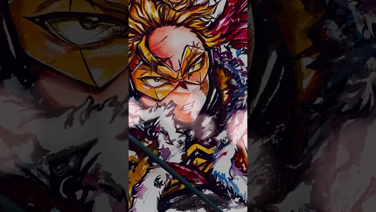 【僕のヒーローアカデミア】ホークス描いてみた！【アナログ・イラストメイキング・水彩絵の具】#myheroacademia