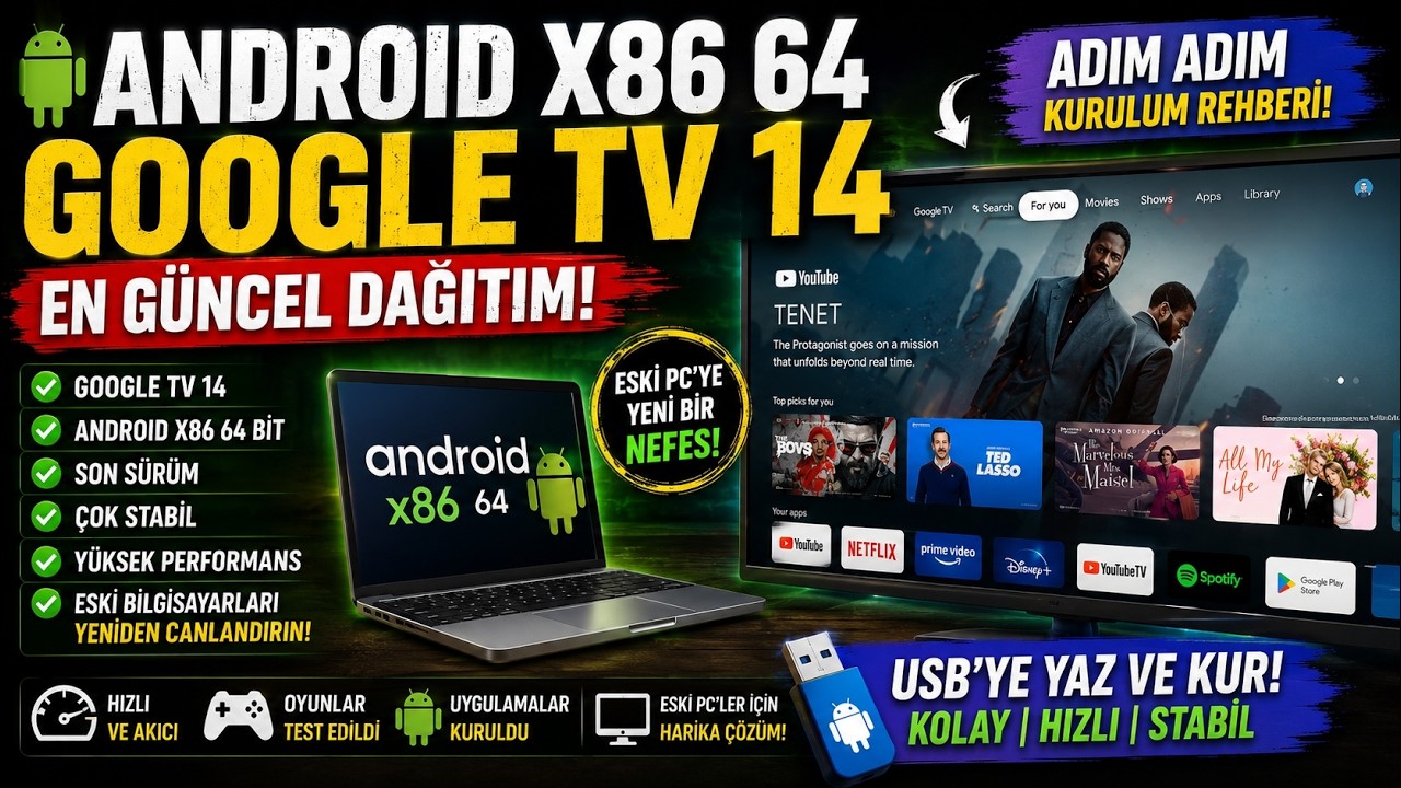 Emülatörleri Çöpe Atın! | PC'ye En Güncel Android x86 Kurulumu (Google TV 14)