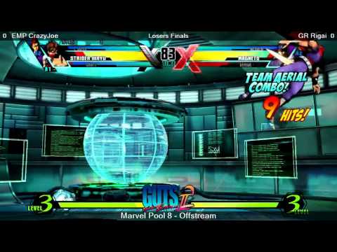 GUTS2 - UMvC3 - EMP CrazyJoe (C.Viper,Dante,Strider) Vs.  GR Rigai (Vergil,Mangeto,Wesker)