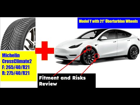 The first Tesla Model Y P with Michelins CrossClimate2 tires 265/40/21! They fit but it’s risky!!