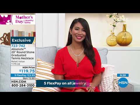 Absolute 20" Cubic Zirconia Round Stone Graduated Tennis...