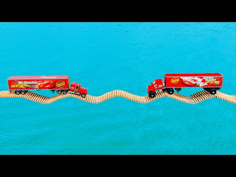 Mack Truck vs Monster Mack Truck vs Impossible Log Wave Bridge Crossing Cars Vs Deep Water - BeamNG