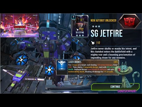 Transformers Earth Wars Unlock SG JETFIRE a new 3 STARS AUTOBOT and his power called Laser Drones