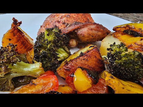 One Pan Roasted Lemon and Herb Chicken with Veggies