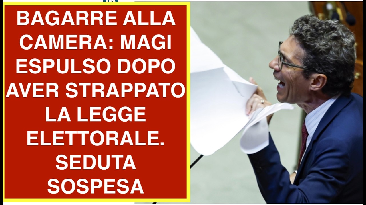 BAGARRE ALLA CAMERA: MAGI ESPULSO DOPO AVER STRAPPATO LA LEGGE ELETTORALE. SEDUTA SOSPESA
