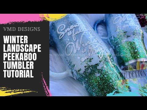 WINTER LANDSCAPE PEEKABOO TUMBLER: Create a winter landscape designs using epoxy, glitter, and micas