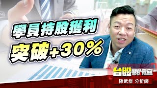【數碼寶貝-3029零壹】二天二支漲停板，學員持股獲利突破+30%｜小武哥投資事務所｜陳武傑 (圖)