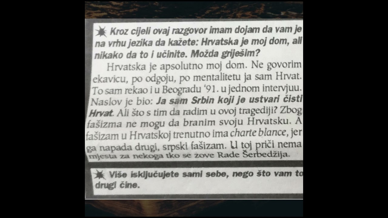 Šerbedžija 1994: "Hrvatska je apsolutno moj dom." #povijestplus #shorts #shortsfeed