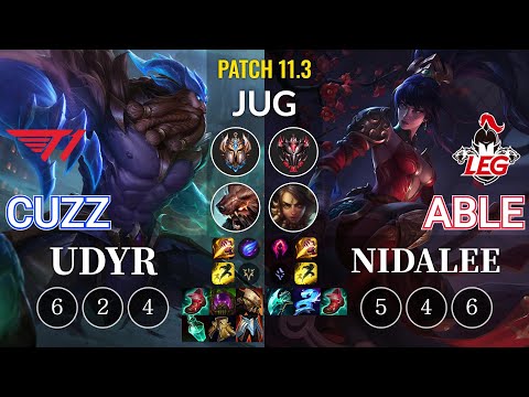 T1 Cuzz Udyr vs LEG Able Nidalee Jungle - KR Patch 11.3