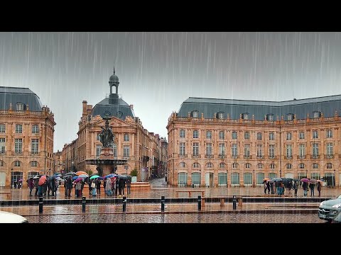 Walking Alone on the Rainy Dock Walk | DEC 2022|Bordeaux 4k France| ASMR Rain sounds for sleeping