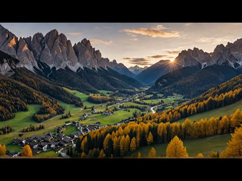 Walking Tour of SANTA MADDALENA in Val Di Funes Dolomities Italy | 4k 60fps