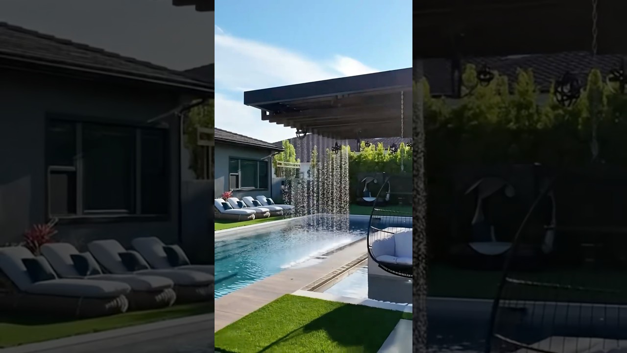 💡Pool Waterfall Idea, Make Your Pool Feel Like a Resort With This Inspiration #diy #backyardideas