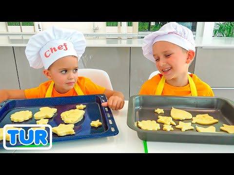 Vlad ve Niki anne için kahvaltı hazırlıyor