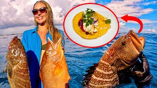Primitive Spearing Fish & Making Delicious Fish TACOS! (Catch & Cook)