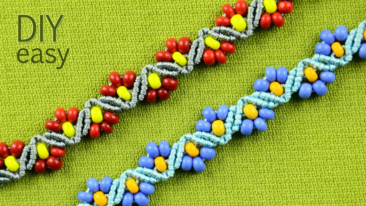 DIY ZigZag Flower Bracelets with Beads - Easy Tutorial