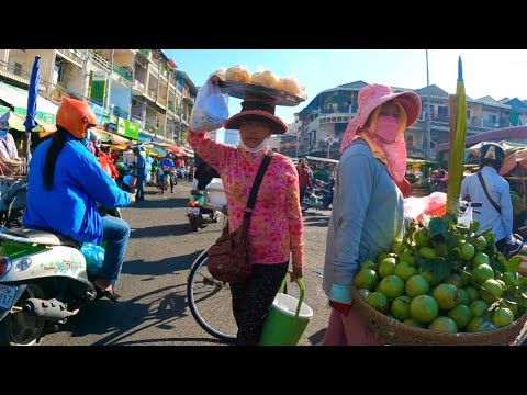 Cambodian Food Tour - walking at Deum Kor Traditional Market in Phnom Penh 2021