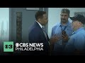 Philadelphia superintendent Tony Watlington greets bus drivers on the first day of school