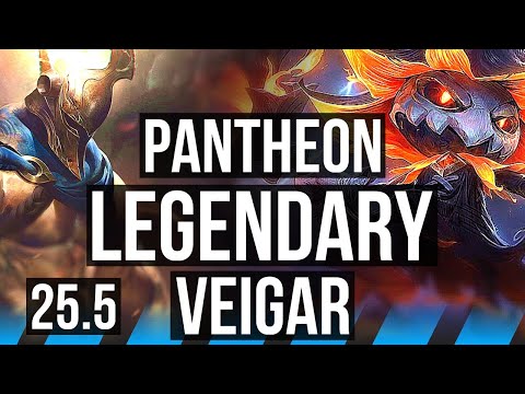 PANTHEON vs VEIGAR (MID) | 17/0/5, Legendary | KR Master | 25.5