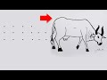 Cow dots drawing easy step by step | Cow rangoli drawing for beginners | गाय का चित्र