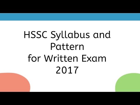 HSSC Syllabus and Pattern for Written Exam 2017