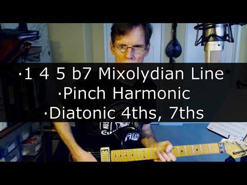 Interval Studies for Guitar #3: Mixolydian Rock Lick, Pinch Harmonic, 4ths, 7ths -Barrett Tagliarino
