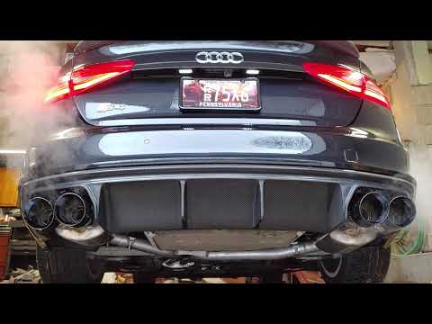 AWE with non resonated downpipes 102mm black tips