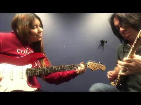 Jamming with Tomo Fujita over the song 