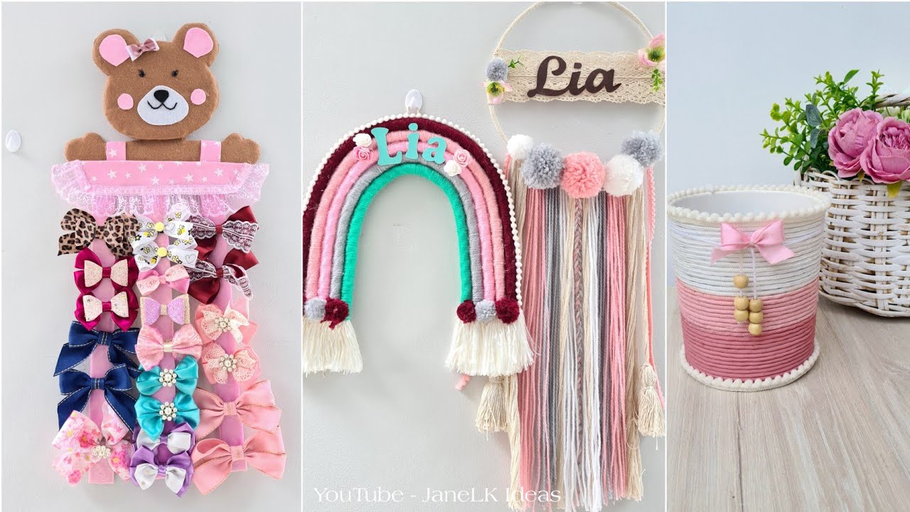 Decora un Cuarto de Niñas - PORTA MOÑOS - PORTA LAÇOS - Ideias de Decoração de Quarto !!