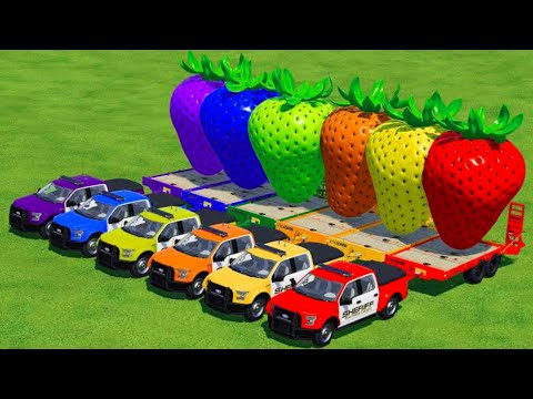 Load And Transport Giant Strawberry With Police Cars - Farming Simulator 2022