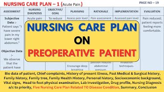 Nursing Care Plan On Preoperative Patient | NCP on Preoperative Patient | Preoperative Patient NCP