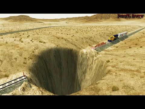 Impossible Trains vs Huge Pit Crashes - BeamNG Drive