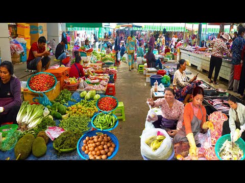 Everyday Fresh Foods @ Boeng Trabaek Market - Cambodian Market Food Tour In Phnom Penh City