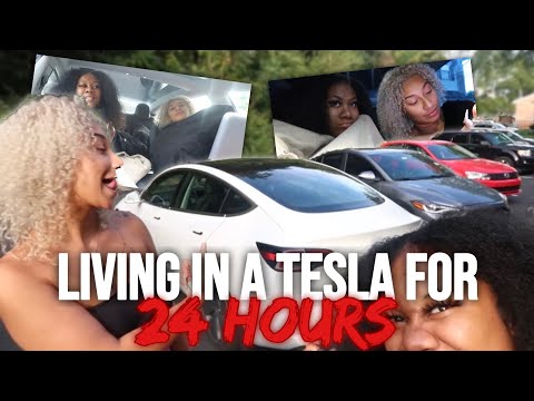 LIVING IN A TESLA FOR 24 HOURS !!