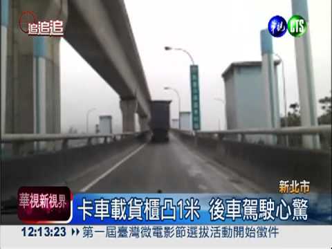卡車載貨櫃! "加長"1米嚇壞後車