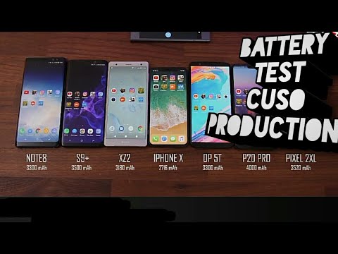 BATTERY TEST. NOTE 8 VS GALAXY S9+ VS I PHONE X VS HUAWEI P20 PRO VS SONY XZ2 VS ONEPLUS 5T VS PIXEL
