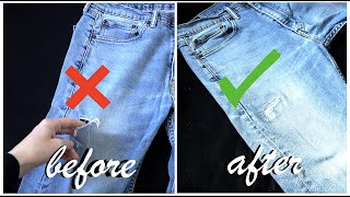 FIX Holes in Jeans in 5 Minutes or Less | Repair Ripped and Torn Jeans | Darn Jeans Leg Area!