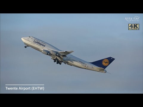 [4K] Plane Spotting at Twente 16-12-2020 : Shortfield Takeoff Boeing 747-400 Lufthansa D-ABVO