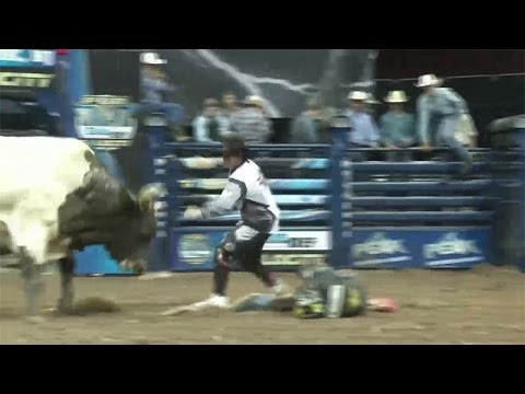 WRECK: Sean Willingham gets stepped on by Big Kahuna (PBR)