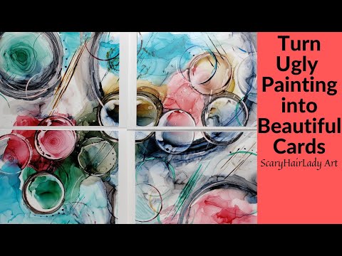 154   Ugly Alcohol Ink & Acrylic Ink Painting Morphs into Beautiful Cards.  Watch the Journey