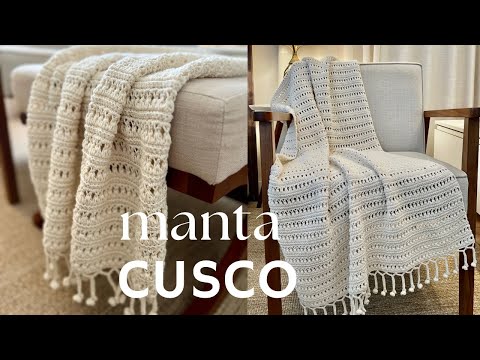 MANTA EM CROCHÊ - MANTA CUSCO, Ponto lindo e versátil, você vai se apaixonar por este ponto