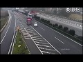 Car Missed It Exit And Causes Two Semi Trucks To CRASH
