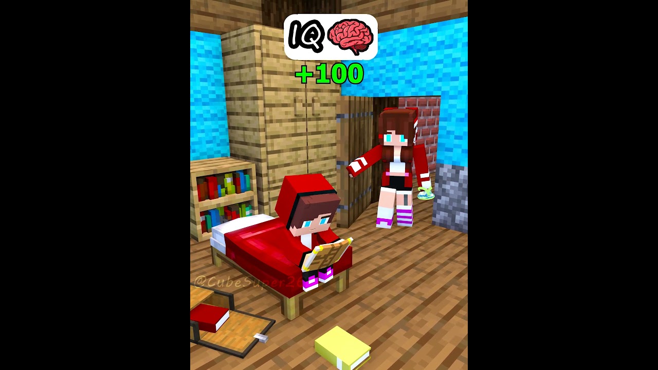JJ IQ- 67 vs IQ +9999 Game at Home - MAIZEN Minecraft Animation #shorts