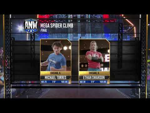 Michael Torres Vs Ethan Swanson On The Mega Spider Climb American Ninja Warrior All Stars Special
