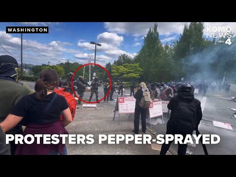 Tukwila police use pepper spray after anti-ICE protesters blockade DHS facility | GRAPHIC CONTENT