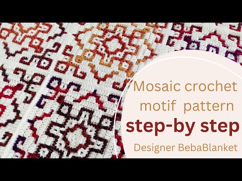 Step-by-step mosaic crochet square motif pattern Not A Granny Square. Designer @BebaBlanket