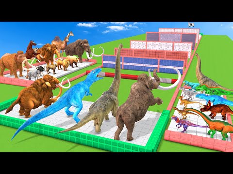 Race Through Blocks: Which is the Stronger? Wild Animals vs Dinosaurs Animal Revolt Battle Simulator