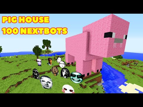 SURVIVAL PIG HOUSE WITH 100 NEXTBOTS in Minecraft! Gameplay! Coffin Meme!
