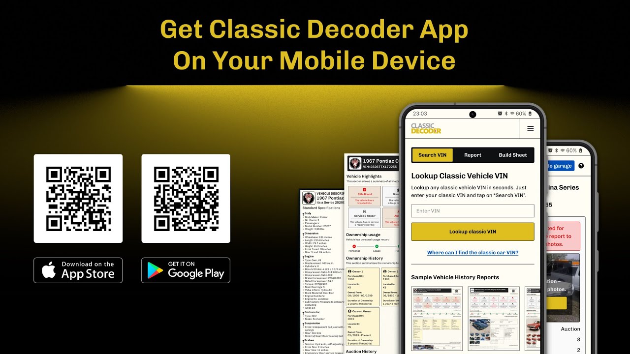 Classic Car VIN Lookup App by Classic Decoder | Lookup Old Car VINs in Seconds 🚗